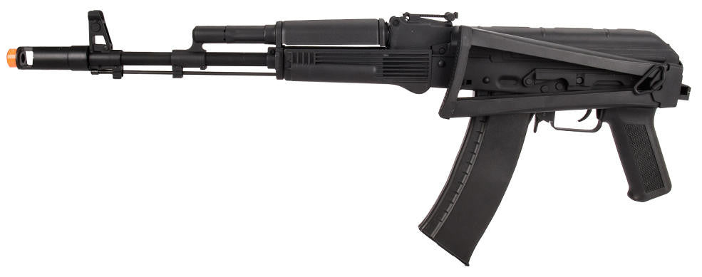 Lancer Tactical AK-74M AEG Airsoft Rifle, Skeleton Foldable Stock, Black