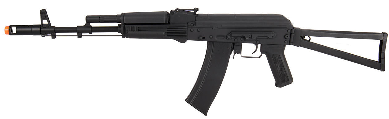 Lancer Tactical AK-74M AEG Airsoft Rifle, Skeleton Foldable Stock, Black