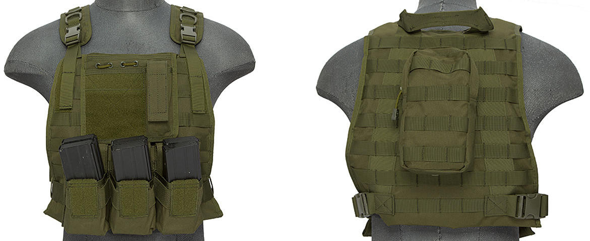 Lancer Tactical CA-301GN Molle Plate Carrier Vest, OD Green
