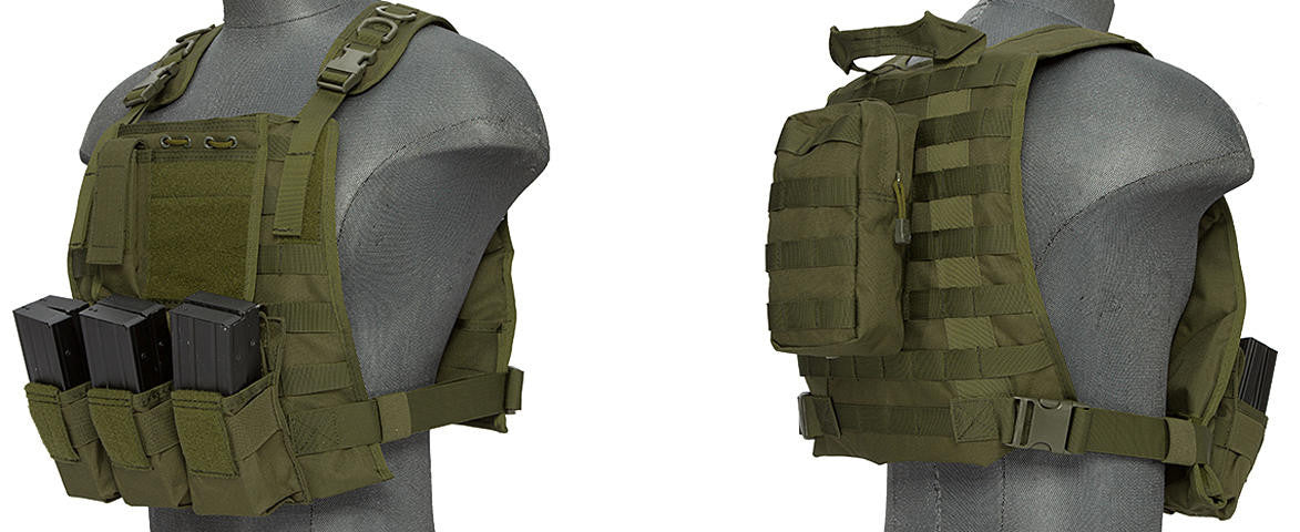 Lancer Tactical CA-301GN Molle Plate Carrier Vest, OD Green