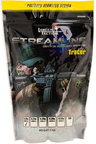 Lancer Tactical Streamline Tracer BBs, 0.32g, 3125 Rds, Green