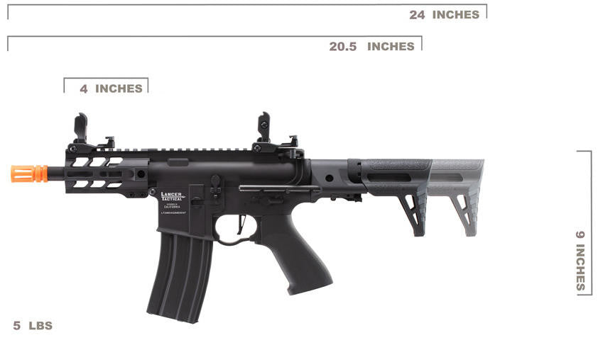 Lancer Tactical Enforcer Gen 2 Battle Hawk 4" PDW Airsoft AEG Rifle, Black