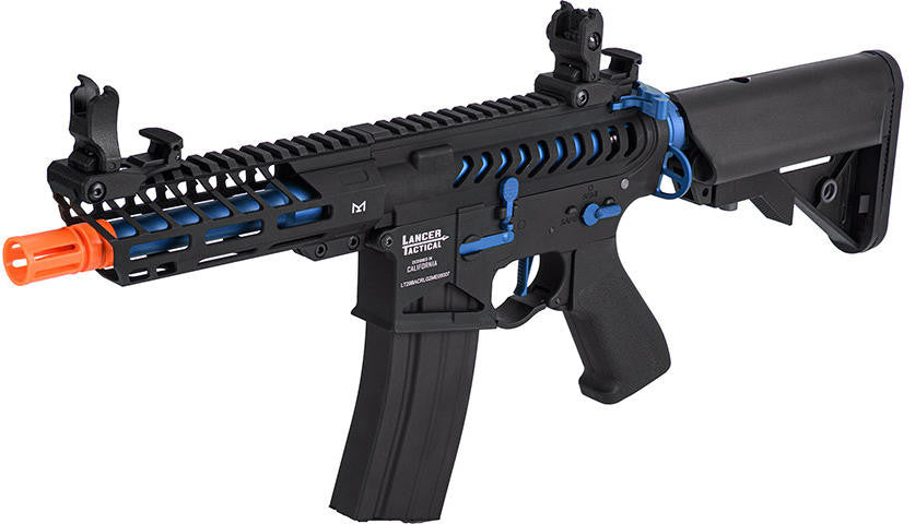 Lancer Tactical Enforcer Skeleton Airsoft AEG Rifle, Black/Navy Blue
