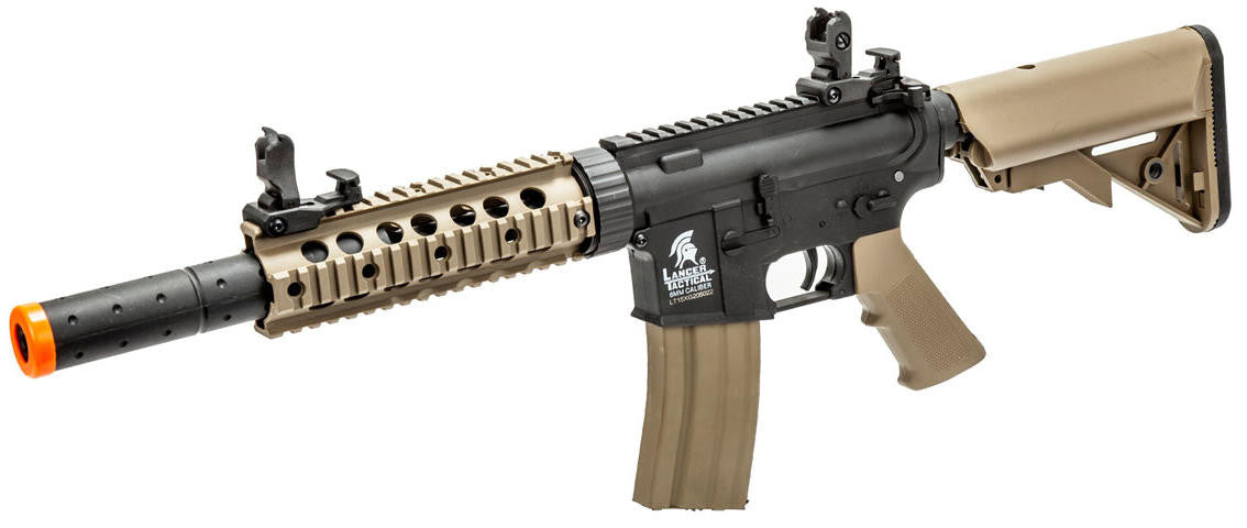 Lancer Tactical Gen 2 7" Nylon Polymer M4 Airsoft AEG Rifle, Black/Tan