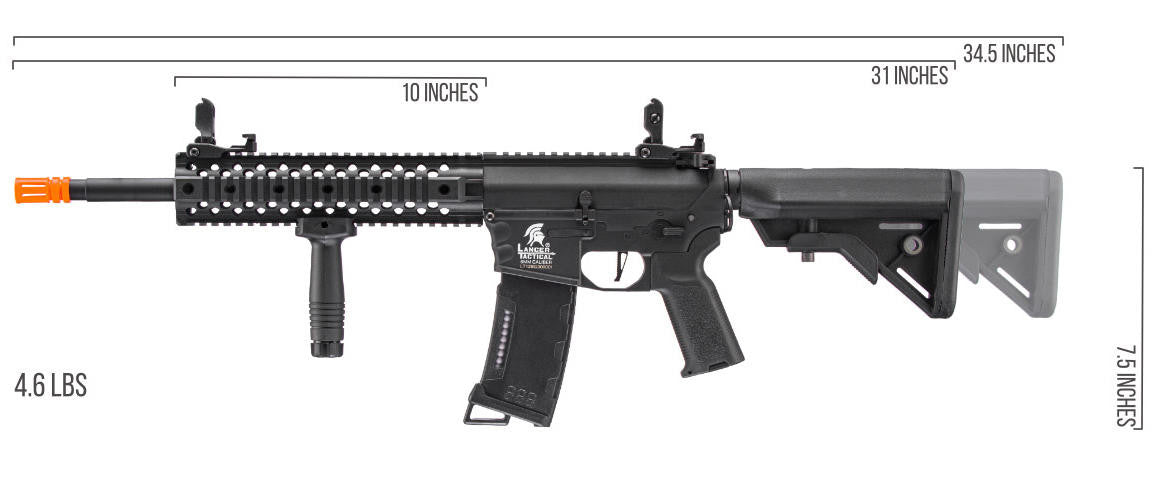 Lancer Tactical Gen 3 10" M4 Evo RIS Airsoft AEG, Black