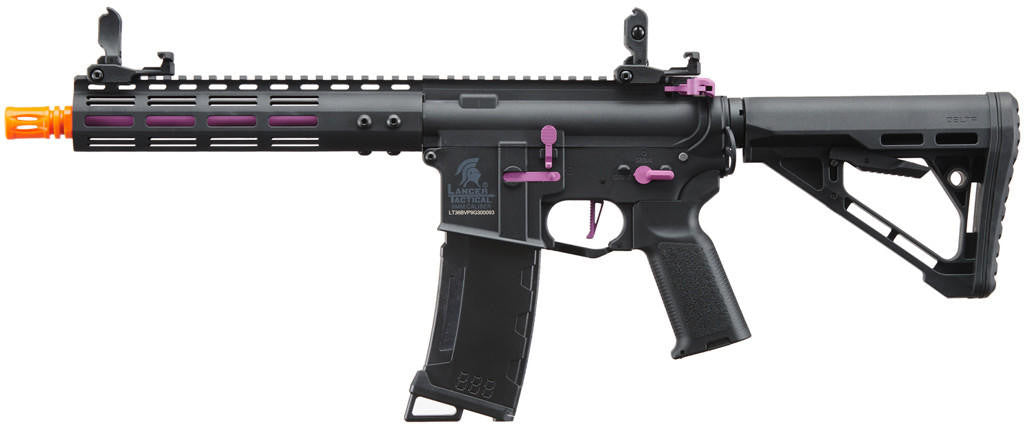 Lancer Tactical Gen 3 Archon 9" M-LOK M4 Airsoft AEG Rifle w/ Delta Stock, Black/Purple