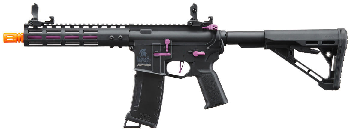 Lancer Tactical Gen 3 Archon 9" M-LOK M4 Airsoft AEG Rifle w/ Delta Stock, Black/Purple