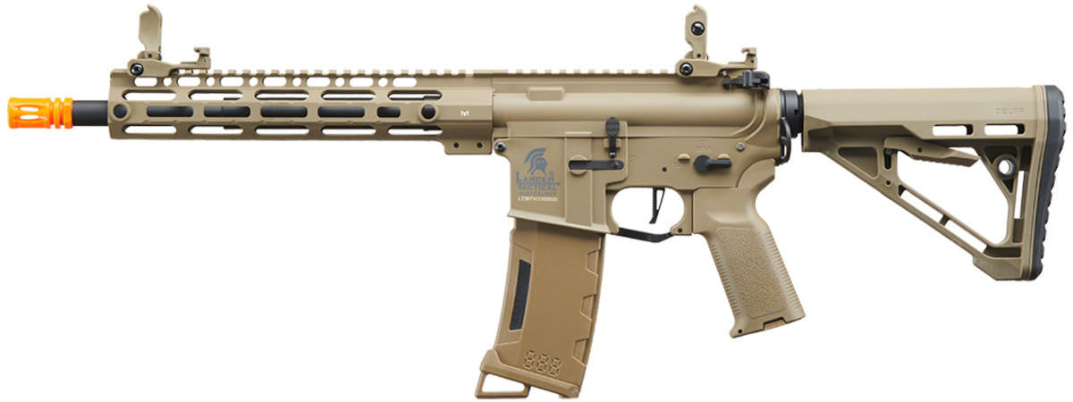 Lancer Tactical Gen 3 M-LOK 10" Airsoft M4 AEG Rifle with Delta Stock, Tan