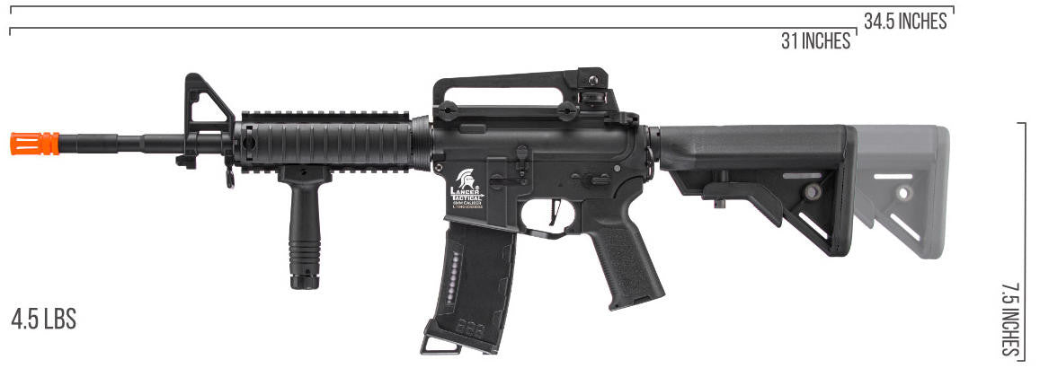 Lancer Tactical Gen 3 M4 SopMod AEG Airsoft Rifle, Black