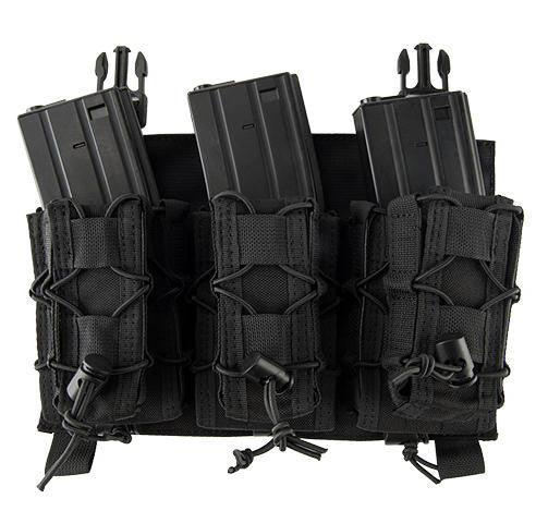 Lancer Tactical Hook & Loop Adaptive Triple M4/Pistol Mag Pouch, Black