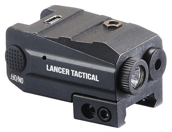 Lancer Tactical Low Profile Picatinny Flashlight w/ Red Laser, Black