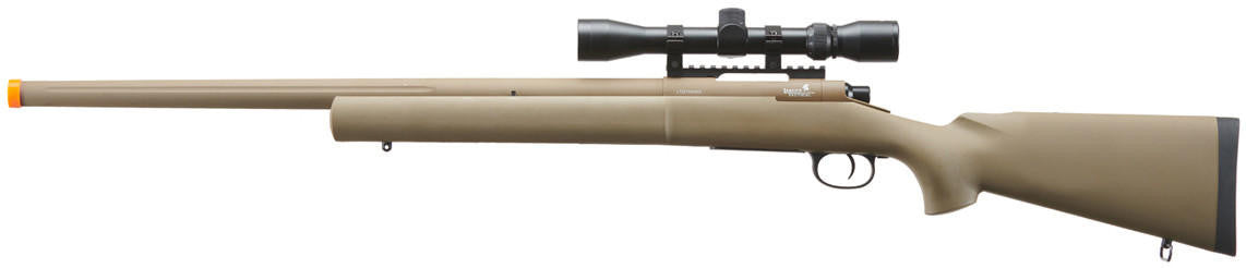 Lancer Tactical M24 Bolt Action Airsoft Sniper Rifle w/ Scope, Dark Earth