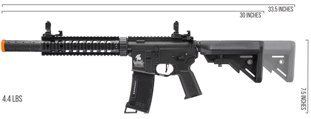 Lancer Tactical M4 SD AEG Airsoft Rifle, Gen 3, Black