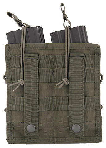 Lancer Tactical Nylon Bungee Open Top Quad Magazine Airsoft Pouch, OD Green