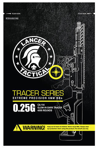 Lancer Tactical Pro Series Airsoft Tracer BBs, 0.25g, 4000 Rds, Green