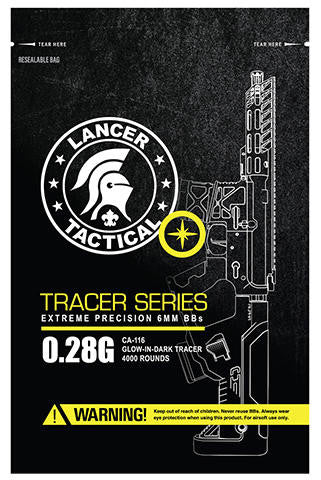Lancer Tactical Pro Series Airsoft Tracer BBs, 0.28g, 4000 Rds, Green