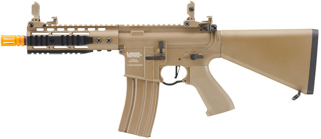 Lancer Tactical Proline 7" KeyMod Airsoft AEG Rifle w/ Stubby Stock, Tan