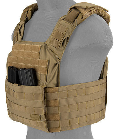 Lancer Tactical SAPC w/ Dual Inner Mag Pouch and Shoulder Pads, Tan