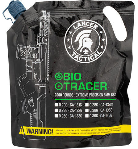 Lancer Tactical Seamless Biodegradable Tracer Airsoft BBs, 0.20g, 2000 Rds, Green