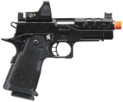 Lancer Tactical Stryk Hi-Capa 4.3 Gas Blowback Airsoft Pistol w/ Reflex Red Dot Sight, Black