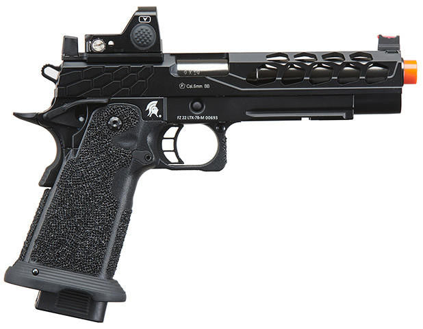 Lancer Tactical Stryk Hi-Capa 5.1 Gas Blowback Airsoft Pistol w/ Red Dot Sight, Black