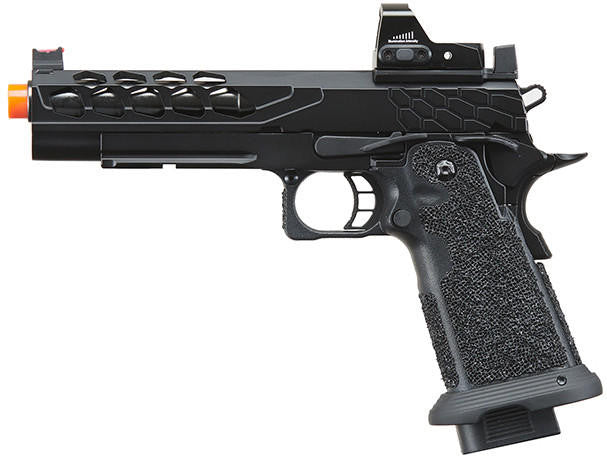 Lancer Tactical Stryk Hi-Capa 5.1 Gas Blowback Airsoft Pistol w/ Red Dot Sight, Black