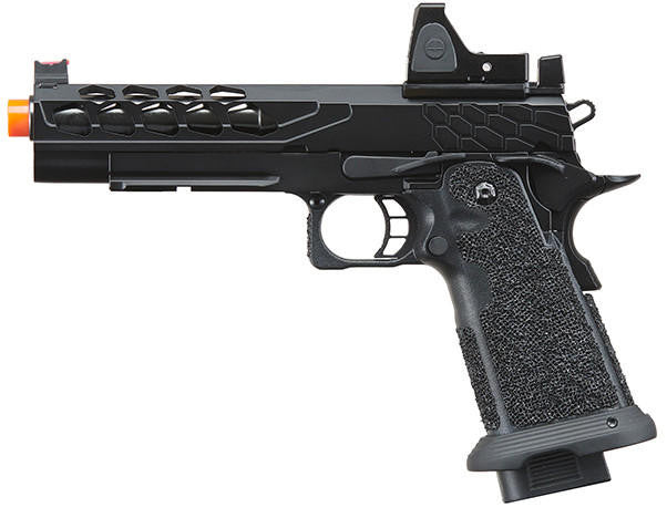 Lancer Tactical Stryk Hi-Capa 5.1 Gas Blowback Airsoft Pistol w/ Reflex Red Dot Sight, Black