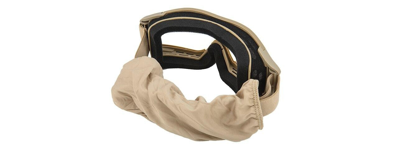Lancer Tactical UV400 Safety Goggles, Tan, Clear Lens