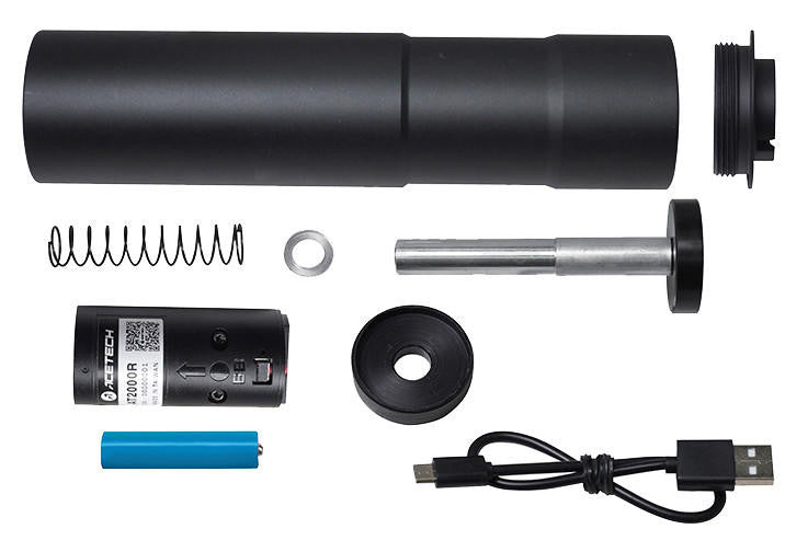 LCT Airsoft Silencer with Tracer Unit 14mm CCW, Black