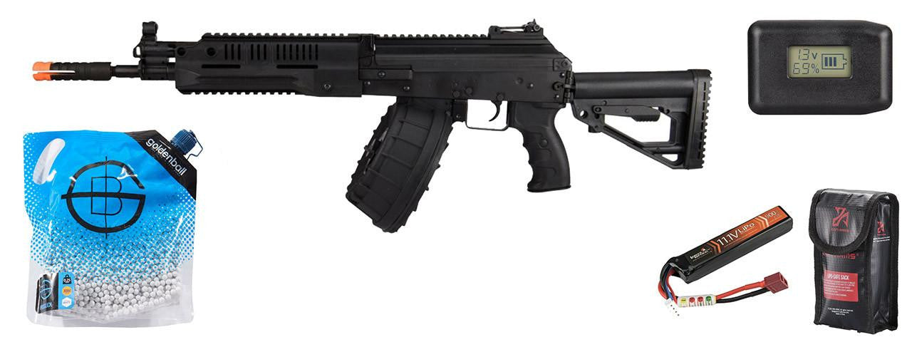 LCT LCK-16 Steel AEG Airsoft Rifle w/ ASTER V2, Battery & Charger Combo, Black