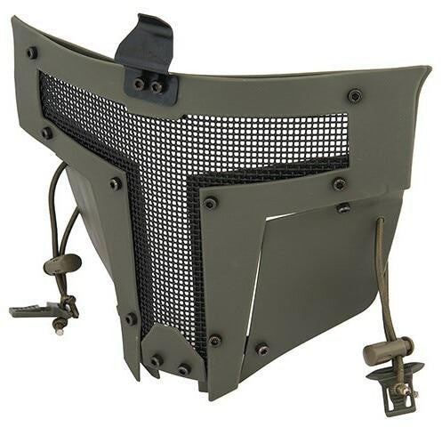 Mesh Mask Face Shield for Airsoft Helmet Systems, OD Green