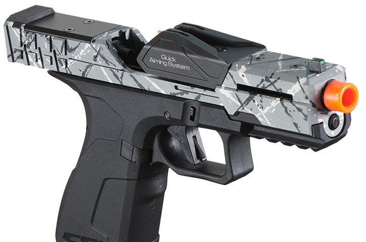 Poseidon CSI XG8 Gas Blow Back Aluminum Airsoft Pistol, Gray Splash Anodized