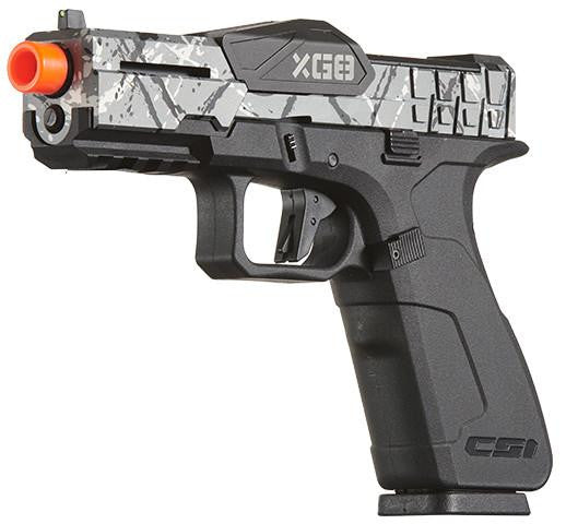 Poseidon CSI XG8 Gas Blow Back Aluminum Airsoft Pistol, Gray Splash Anodized