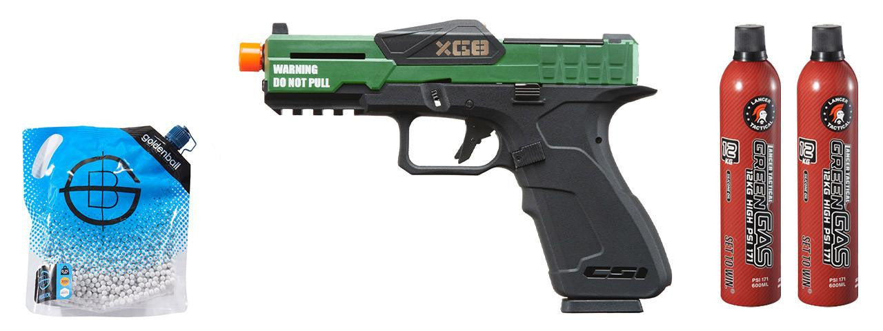 Poseidon CSI XG8 GBB Aluminum Airsoft Pistol w/ Green Gas Combo, OD Green