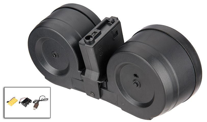 Sentinel Gears 2500rd M4 Auto-Winding Electric Drum C-Mag Magazine, Black