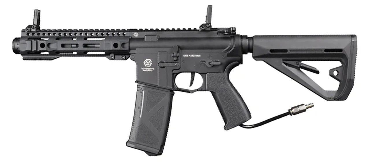 Arcturus Trinity Armament Alpha SBR 7.9" HPA Airsoft Rifle w/ GATE Titan II Bluetooth & Pulsar D, Black