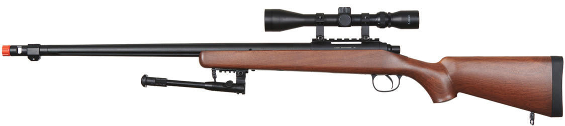UK Arms Airsoft VSR-10 Bolt Action Sniper Rifle, Wood