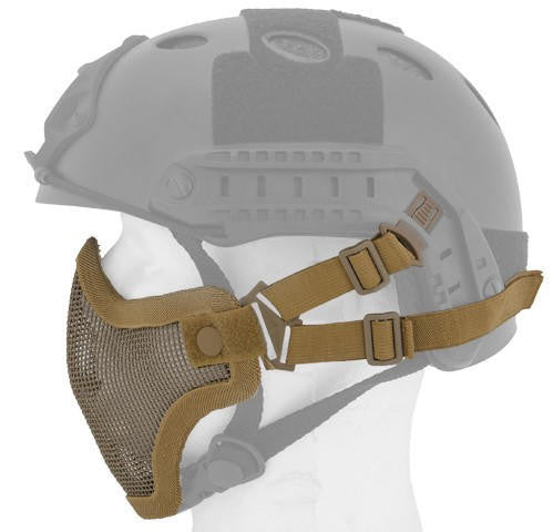 UK Arms Helmet Version Skull Metal Mesh Half Mask, Desert Tan