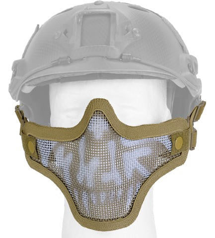UK Arms Helmet Version Skull Metal Mesh Half Mask, Desert Tan