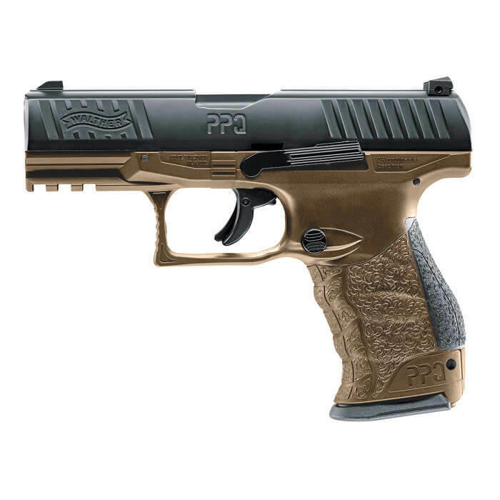 Umarex T4E Walther PPQ .43 Cal Co2 Blowback Paintball Pistol, Black / Tan