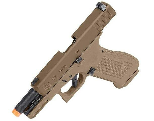 Glock G19X Gas Blowback Airsoft Pistol by VFC / Elite Force, Tan