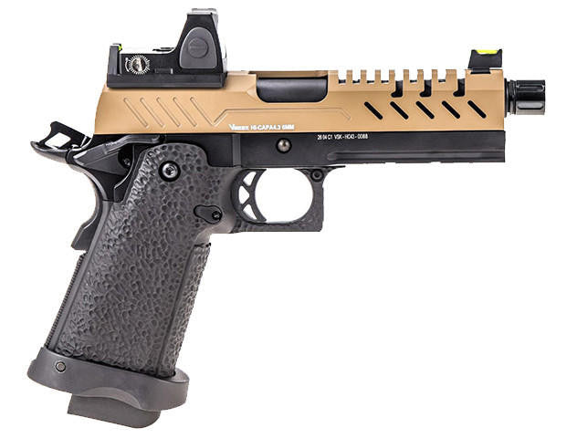 Vorsk 4.3 Hi Capa Airsoft Pistol Micro Red Dot, Black/Tan