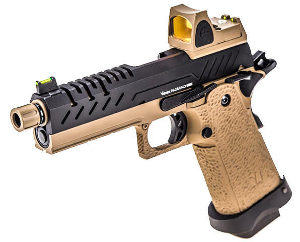 Vorsk 4.3 Hi Capa Airsoft Pistol w/ Micro Red Dot, Tan/Black
