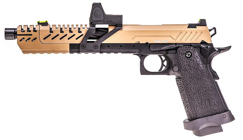 Vorsk 7in Titan Hi Capa Airsoft PIstol w/ Micro Red Dot, Tan