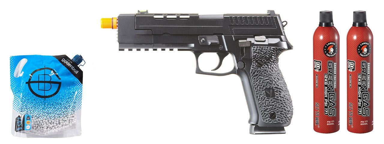 Vorsk Airsoft VP26X Gas Blowback Airsoft Pistol w/ Green Gas Combo, Black