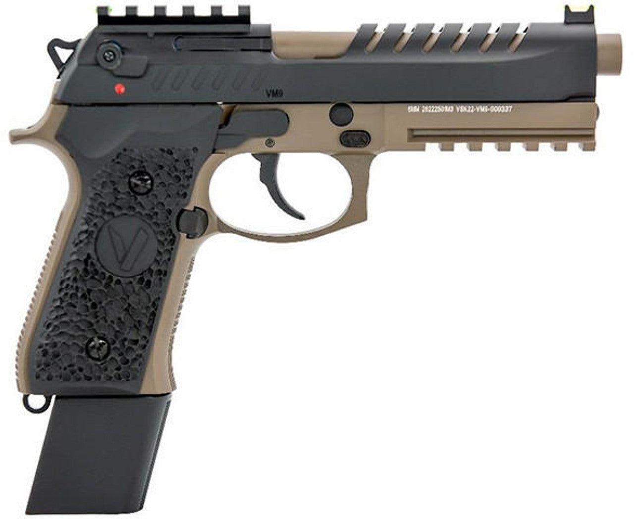 Vorsk Tactical VM9 Gas Blowback Airsoft Pistol, Black/Dark Earth