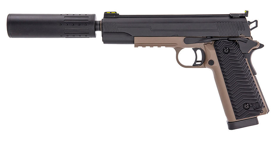 Vorsk VX-14 GBB Airsoft Pistol, Black/FDE