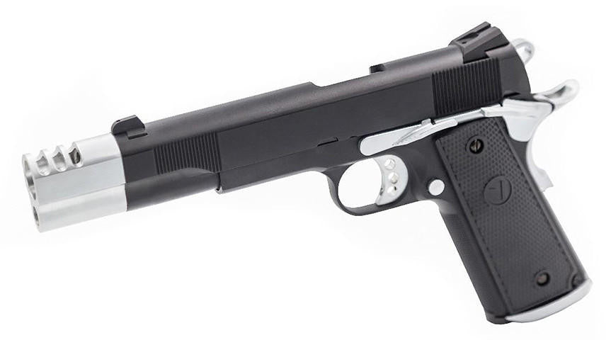 Vorsk VX-9 Agency Gas Blowback Airsoft Pistol, Black/Chrome