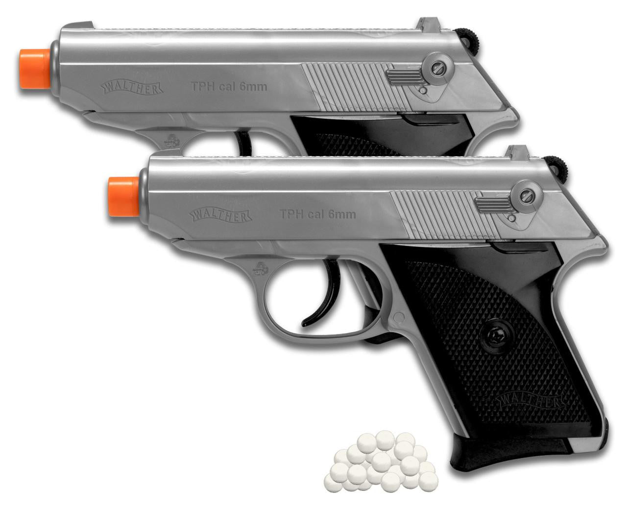 Walther TPH Sub-Compact Spring Airsoft Pistol Kit, 2 pack, Silver