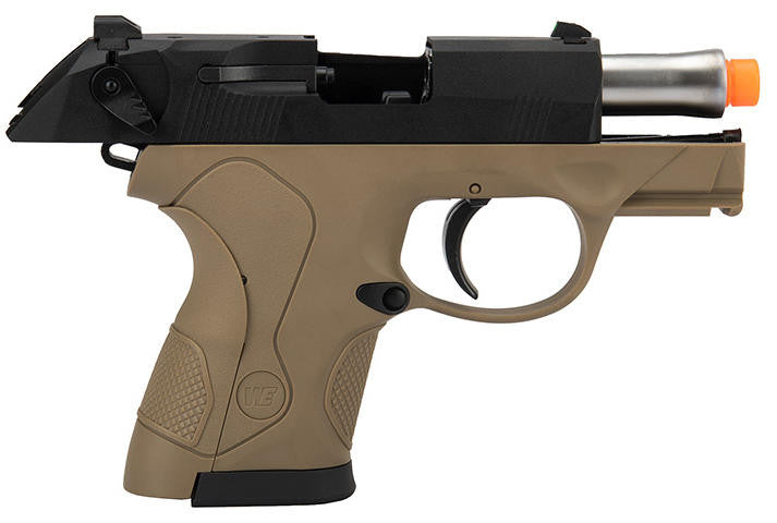 WE Tech Bulldog Compact Full Metal Gas Blowback Airsoft Pistol, Tan